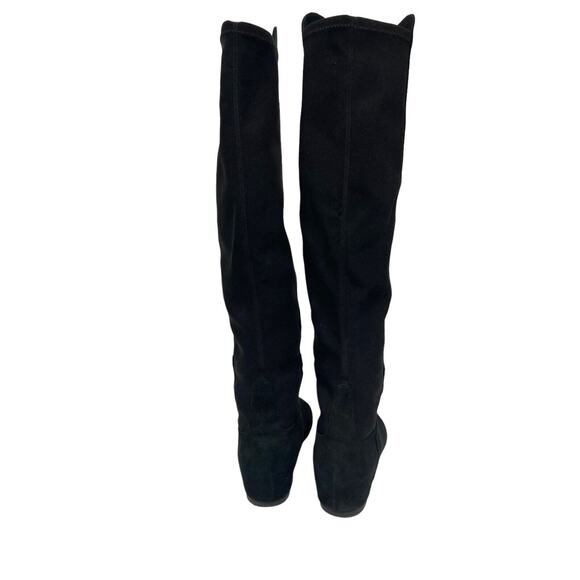 STUART WEITZMAN Black Suede Hidden Mainline Stretch Wedge Knee-High Boots 37.5 - Picture 9 of 12